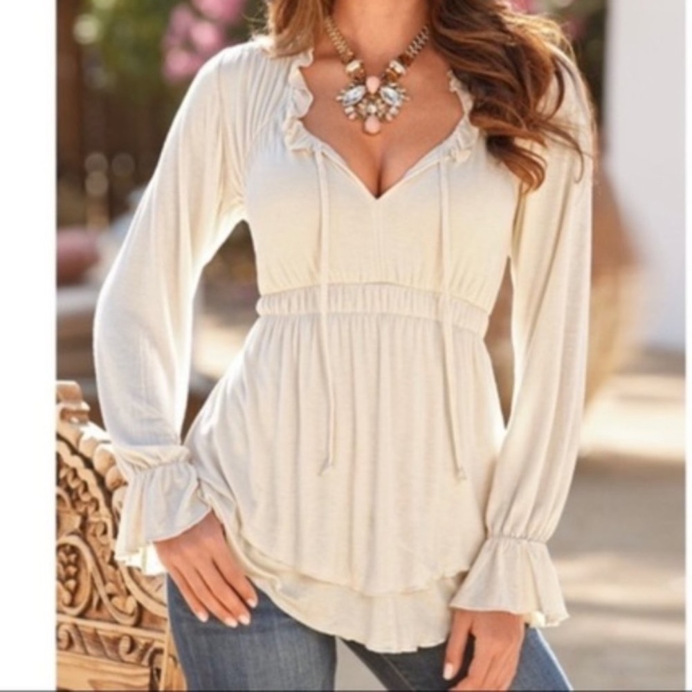 Boston Proper Poet Ruffle Top Size Size S